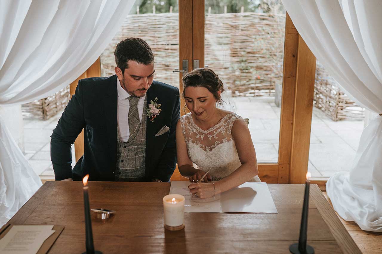 Signing Wedding Certificates at The Barn at Upcote, Withington - Stephanie Dreams Photography
